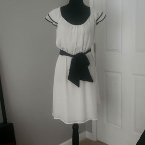 Loft White Dress with Black Trim Size 2